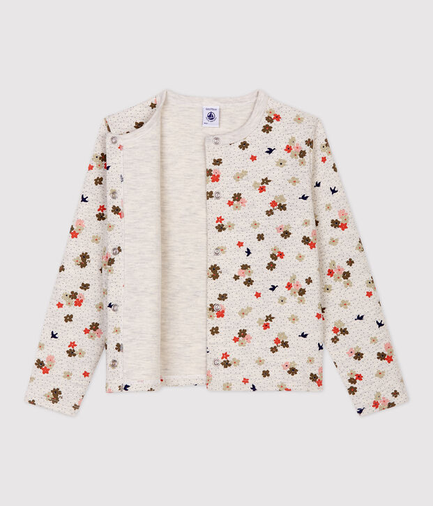 Katoenen meisjescardigan beige/multicouleur